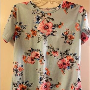 Blues Shirt with Floral Design